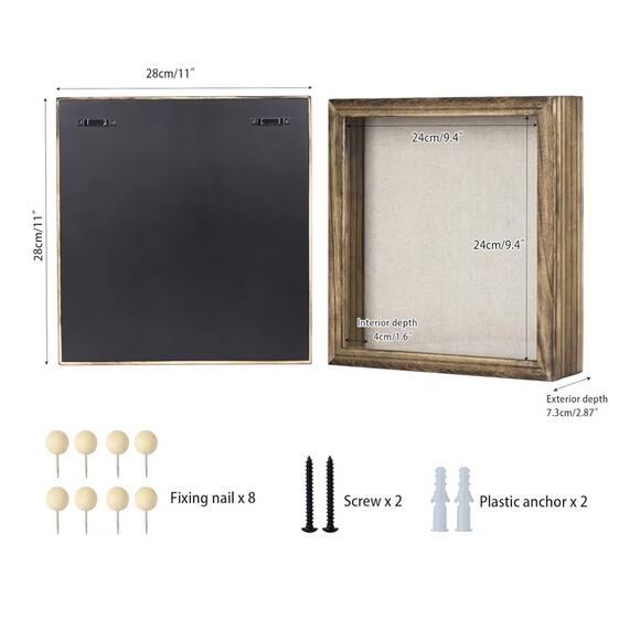 Shadow Box Frame 11x11 Shadow Box Display Case w/ Linen Back Rustic Wood Memory - Picture 2 of 8